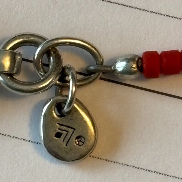 SILPADA Red Heishi Seed Bead Necklace Sterling Silver Heart Pendant 16" - Picture 4 of 5